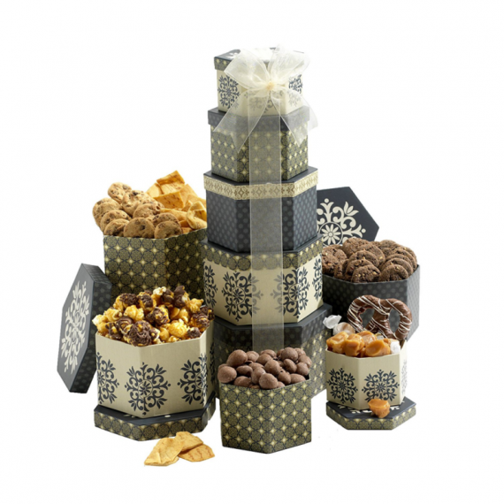 Chocolate-Snack-Cookies-Nut-Popcorn-Sweet-Gift-Tower-Box-Basket-Birthday-Holiday-0