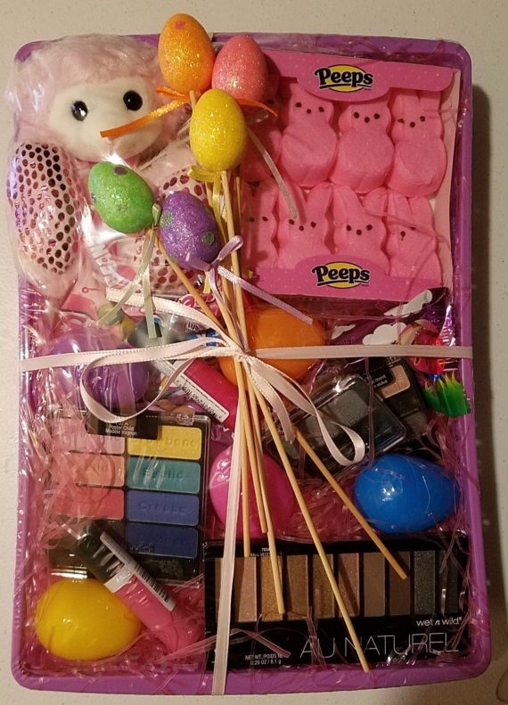 Easter-Cosmetic-Candy-Gift-Basket-Almay-Wet-n-Wild-Covergirl-Plush-Handmade-0