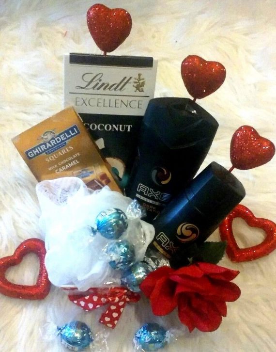 Men-Dad-Valentines-Gift-Basket-Lindt-Ghirardelli-Chocolates-Axe-Bath-Body-Set-0